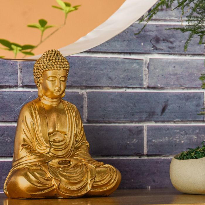 Goldfarbene Buddha-Figur in Meditation, 20 cm