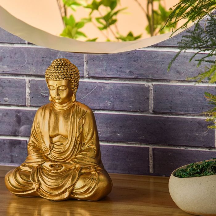 Goldfarbene Buddha-Figur in Meditation, 20 cm
