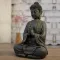 Große Buddha-Figur in Bronzeoptik, sitzend, 38 cm