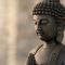 Große Buddha-Figur in Bronzeoptik, sitzend, 38 cm