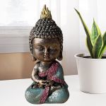 Meditierender Baby-Buddha in Grün, 14 cm