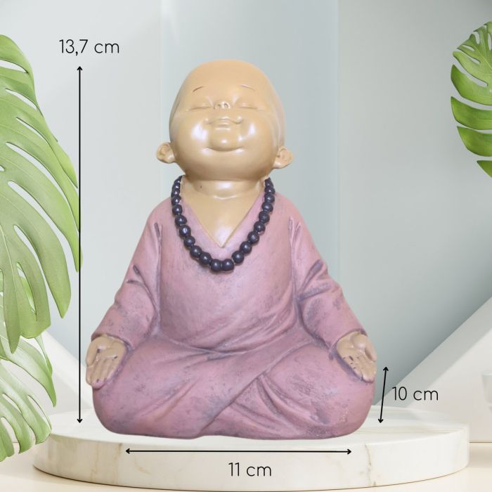 Meditierender Baby-Mönch aus Polyresin, rosa, 13,7 cm