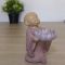 Mönchsfigur mit Lotusblüte als Teelichthalter, 13 cm