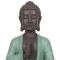 Sitzende Buddha-Figur mit grünem Gewand, 20 cm