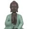 Sitzende Buddha-Figur mit grünem Gewand, 20 cm