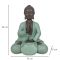 Sitzende Buddha-Figur mit grünem Gewand, 20 cm