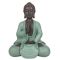 Sitzende Buddha-Figur mit grünem Gewand, 20 cm