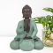Sitzende Buddha-Figur mit grünem Gewand, 20 cm