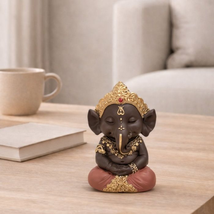 Sitzende Ganesha-Figur aus Polyresin, 11,5 cm