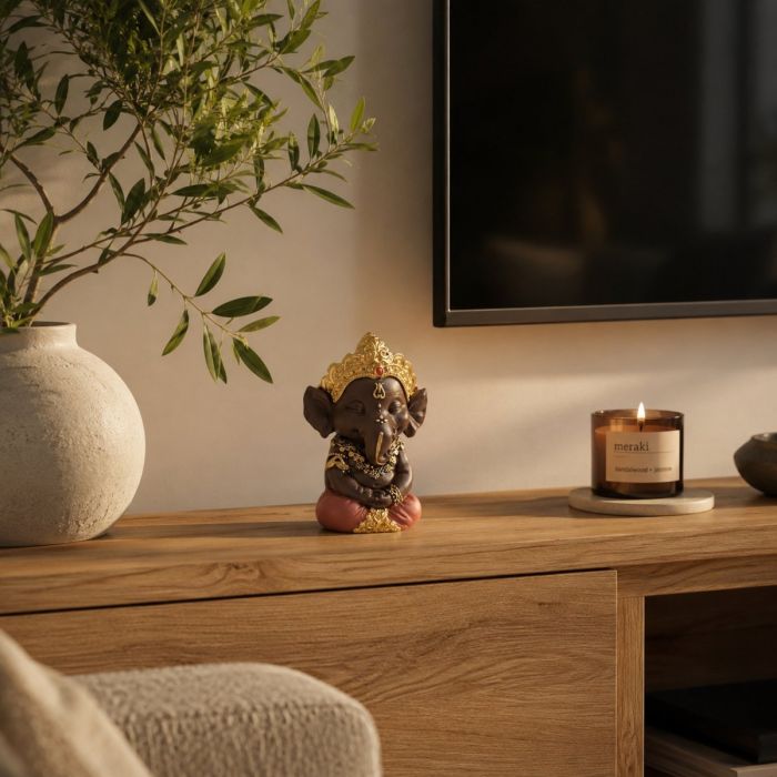 Sitzende Ganesha-Figur aus Polyresin, 11,5 cm