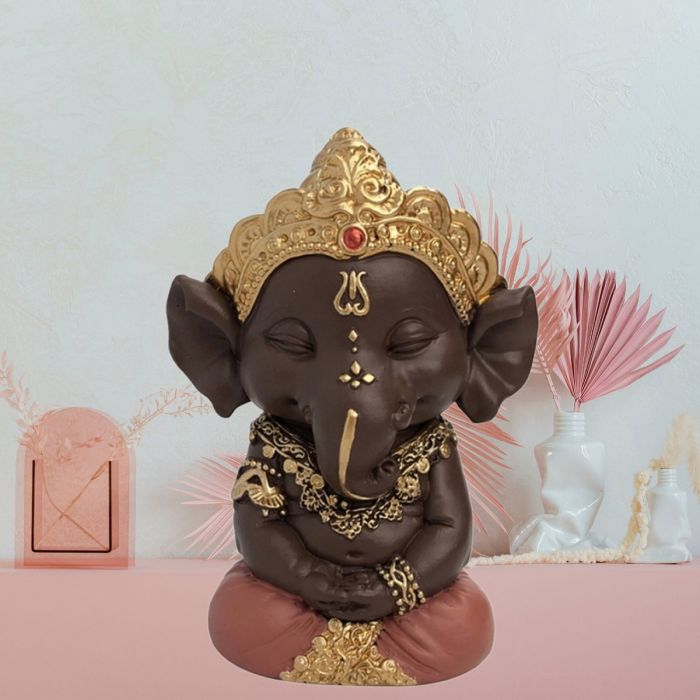 Sitzende Ganesha-Figur aus Polyresin, 11,5 cm