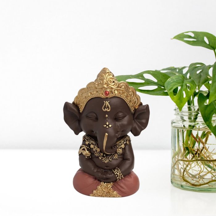 Sitzende Ganesha-Figur aus Polyresin, 11,5 cm