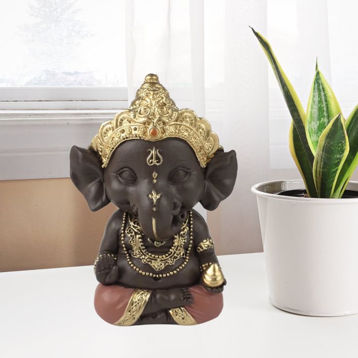 Sitzende Ganesha-Figur aus Polyresin, 11,5 cm