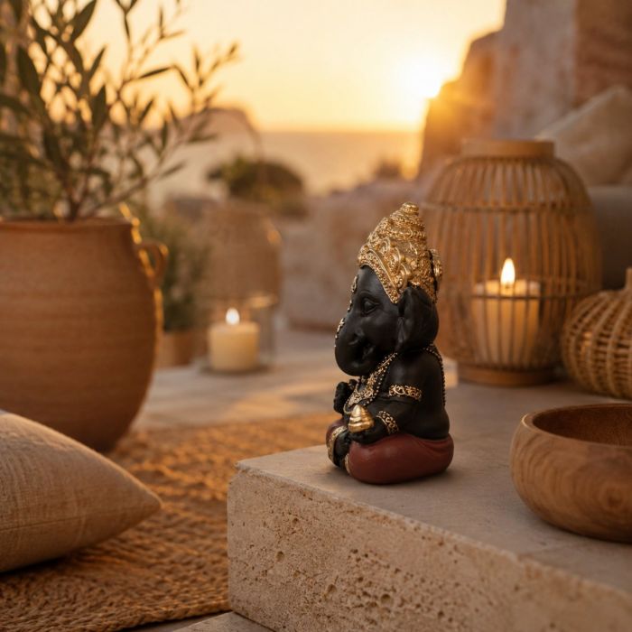 Sitzende Ganesha-Figur aus Polyresin, 11,5 cm
