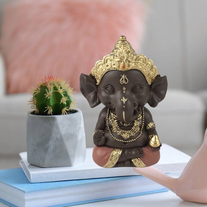 Sitzende Ganesha-Figur aus Polyresin, 11,5 cm