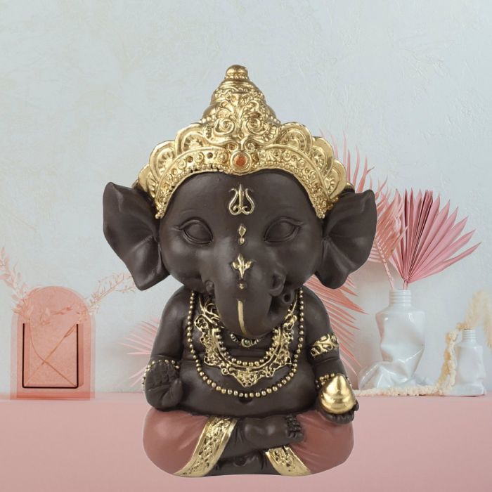 Sitzende Ganesha-Figur aus Polyresin, 11,5 cm