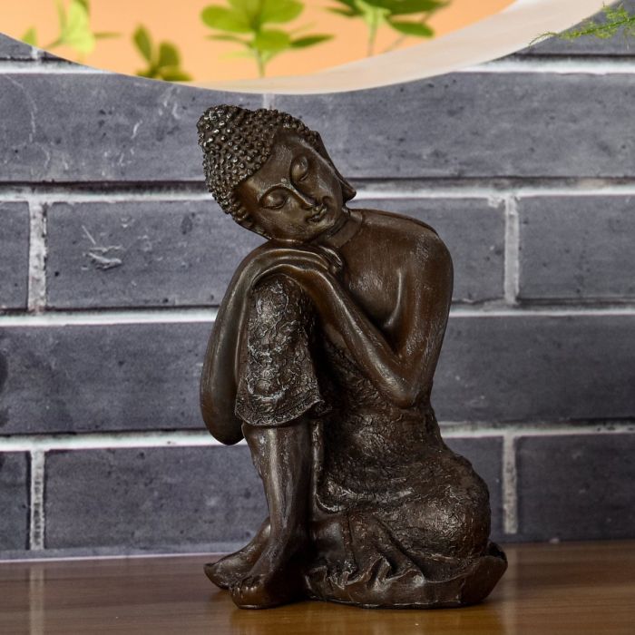 Sitzender Thai-Buddha in nachdenklicher Haltung, 18 cm