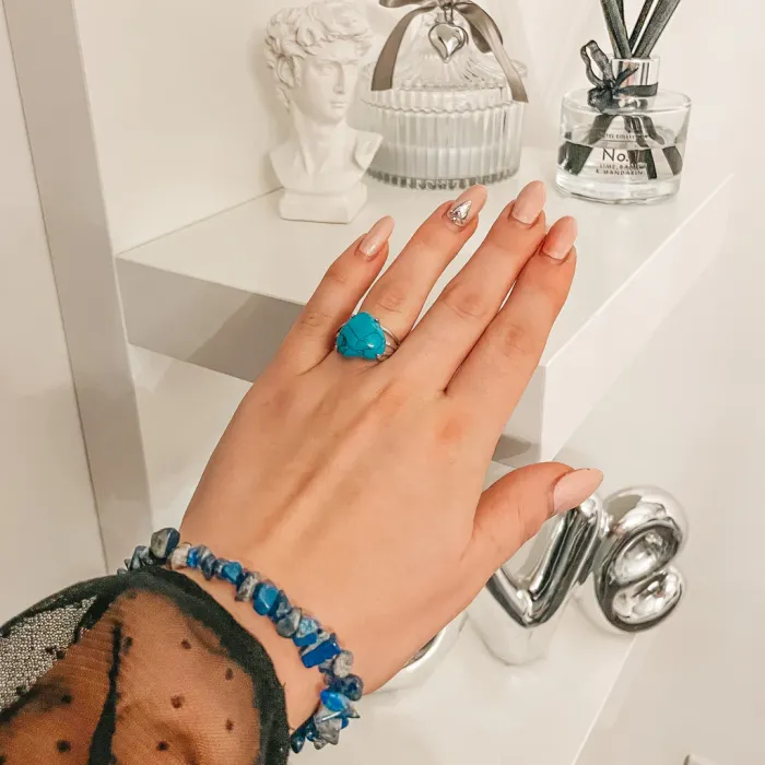 Armband aus Natursteinen, Lapislazuli, 18 cm