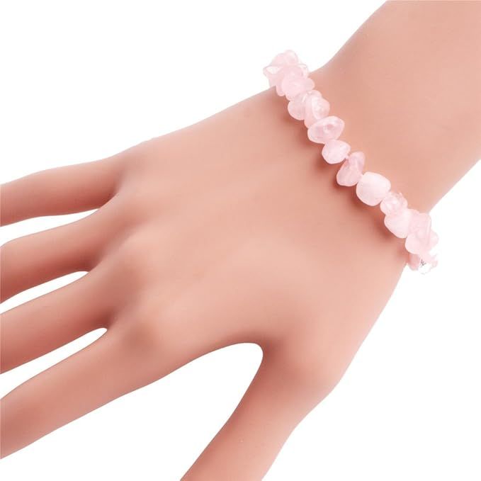 Armband aus Natursteinen, Rosenquarz, 18 cm