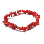 Armband aus Natursteinen, rote Koralle, 18 cm