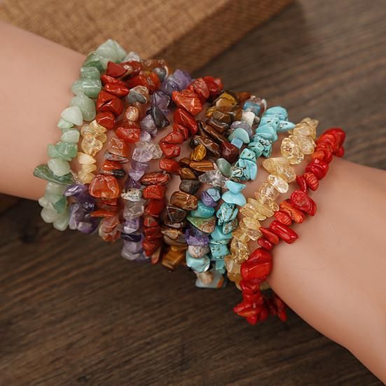 Armband aus Natursteinen, roter Achat, 18 cm
