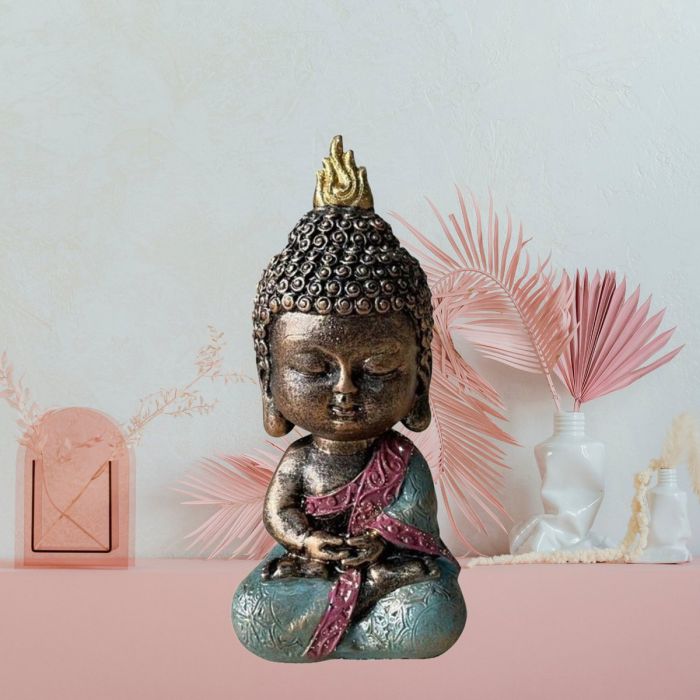 Meditierender Baby-Buddha in Grün, 14 cm