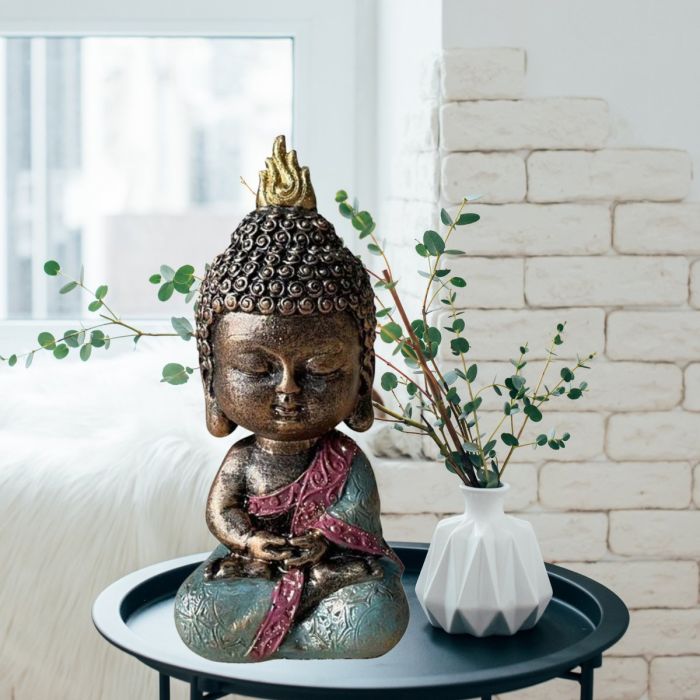Meditierender Baby-Buddha in Grün, 14 cm