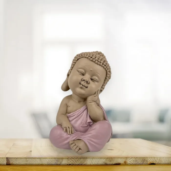 Sitzende Buddha-Figur in nachdenklicher Haltung, 12,5 cm