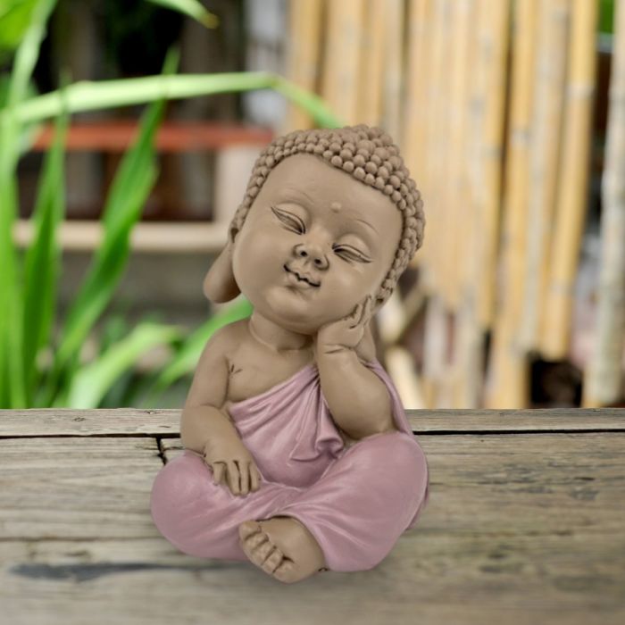 Sitzende Buddha-Figur in nachdenklicher Haltung, 12,5 cm