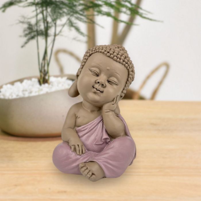 Sitzende Buddha-Figur in nachdenklicher Haltung, 12,5 cm