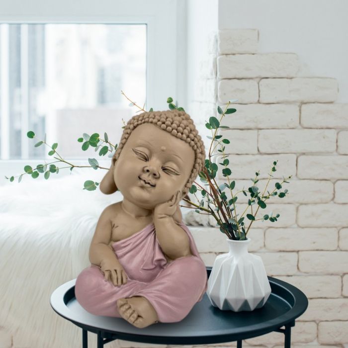Sitzende Buddha-Figur in nachdenklicher Haltung, 12,5 cm