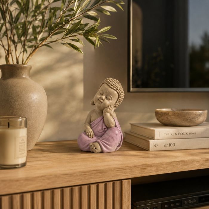 Sitzende Buddha-Figur in nachdenklicher Haltung, 12,5 cm