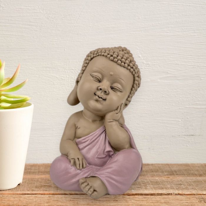 Sitzende Buddha-Figur in nachdenklicher Haltung, 12,5 cm