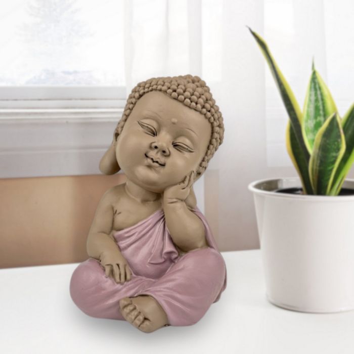 Sitzende Buddha-Figur in nachdenklicher Haltung, 12,5 cm